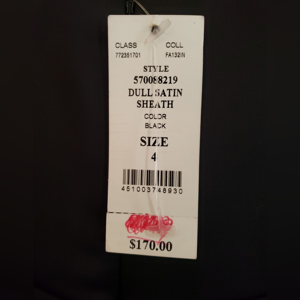 NWT White House Black Market Black Dull Satin Sheath Dress Size 4 - Picture 3 of 4